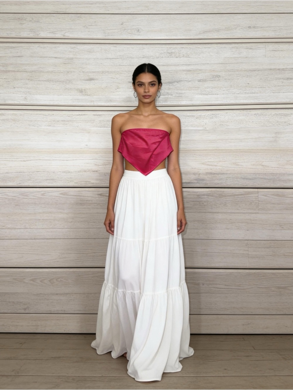 Le Lis Bright Pink Strapless Bandeau Top